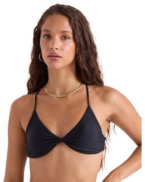 Volcom Simply Seamless Twist V-neck Tie-back Bikini Top - Blue