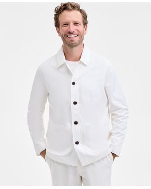 Club Room Long Sleeve Button-front Chore Jacket - White