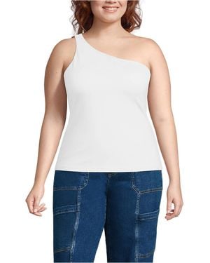 Lands' End Plus Size Slender One Shoulder Top - Blue