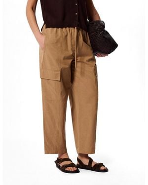 Whistles Utility Cotton Barrel Trouser - Natural