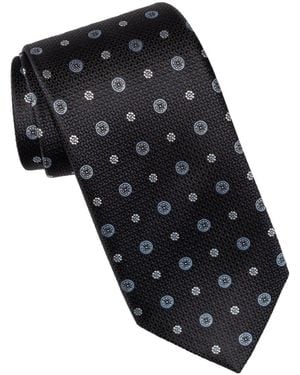 Elizabetta Benelli Silk Jacquard Medallion Pattern Tie - Black