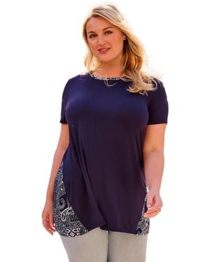 Avenue Plus Size Scoop Neck Tunic - Blue