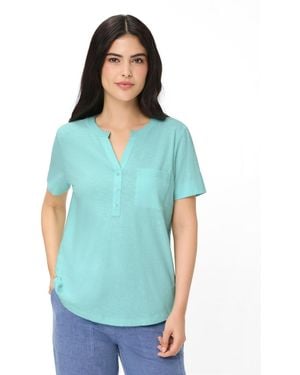Olsen Solid Henley T-shirt - Blue