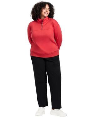 Avenue Plus Size Piper Half-zip Sweat Top - Red