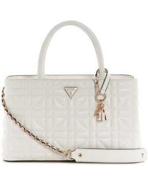 Guess Edita 3 Comp Satchel - White