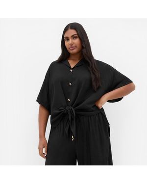 City Chic Kalea Tie Front Shirt - Black