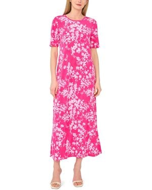 Msk Elbow Sleeve Keyhole Back Maxi Dress - Pink