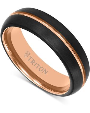 Triton Two-tone Brushed Finish Wedding Band - Blue