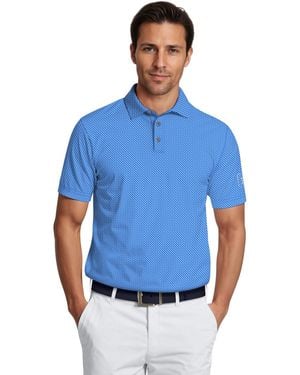 PGA TOUR Micro Geometric Print Short-sleeve Golf Polo Shirt - Blue
