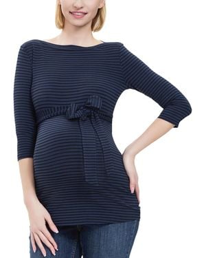Kimi + Kai Kimi + Kai Maternity Striped Boat Neck Top - Blue