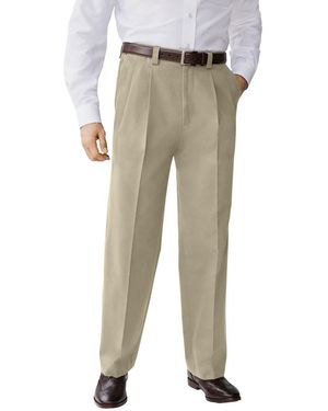 Kingsize Big & Tall Relaxed Fit Wrinkle-free Expandable Waist Pleated Pants - Natural