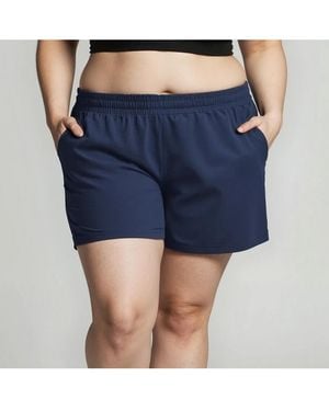Calypsa Plus Size Classic Fit Swim Shorts With Panty - Blue
