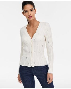 INC International Concepts Embellished Cardigan - White
