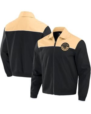 Fanatics Black/tan Chicago Cubs Canvas Bomber Full-zip Jacket