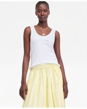 On 34th Scoop Neck Embroidered Margarita Tank Top Macys Exclusive - White