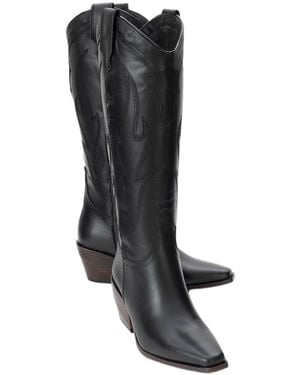 Forever & Always Shoes Pietro Leather Western Knee High Boot () - Black