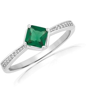 Simona Radiant Center Emerald And Clear Cz Ring - Green