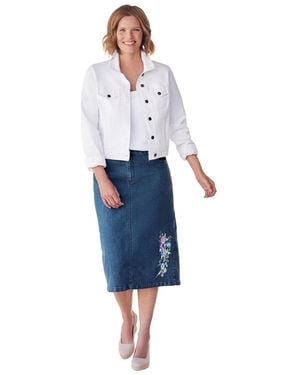 Woman Within Plus Size Stretch Denim Jean Jacket - White
