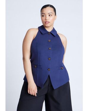 Eloquii Plus Size Halter Vest Top - Blue