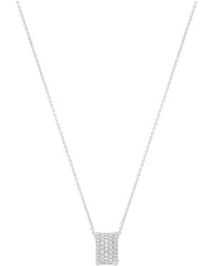 Josh & Chloe Rosa Round Crystal Pendant Necklace 14k Gold Plated Classic Style - White