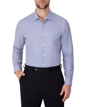 Report Collection 4-way Tonal Geometric-print Woven Dress Shirt - Blue