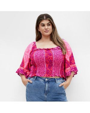 City Chic Plus Size Samara Print Top - Red