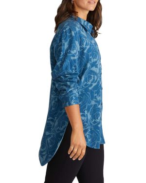 UNIVERSAL STANDARD Plus Size Cooling Stretch Cupro Artist Shirt - Blue