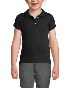Lands' End Girls Short Sleeve Feminine Fit Interlock Polo Shirt - Black