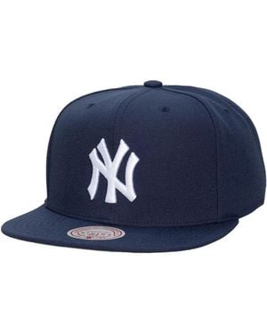 Mitchell & Ness And New York Yankees Side Logo Snapback Hat - Blue