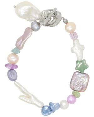 Velvet Luna Freshwater Pearls Bracelet With Natural Stones 9.0′′ - White