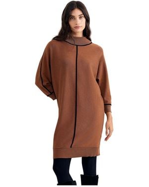 Phase Eight Hallie Mock-neck Long-sleeve Sweater Dress - Brown