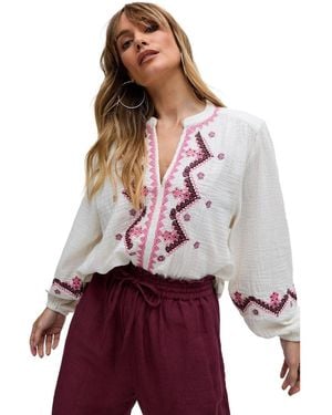Raffya Dina V-neck Embroidered Blouse