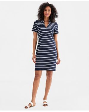 Style & Co. Striped Polo Dress - Blue