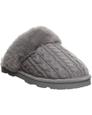 BEARPAW Rumie Cable Knit Slip-on Slippers - Gray