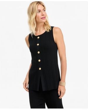 INC International Concepts Sleeveless Ribbed Button-front Sweater - Black