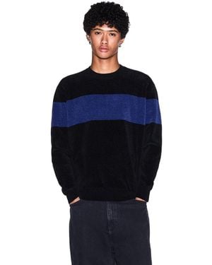ARMANI EXCHANGE | Long Sleeve Chenille Color Block Crewneck Sweter - Blue