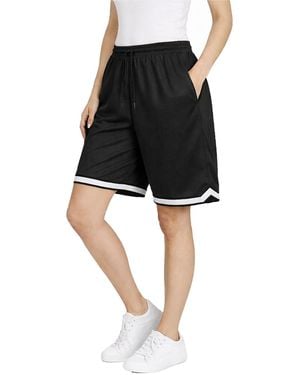 Jump Start Loose Fit Premium Active Moisture Wicking Workout Mesh Shorts With Trim - Black