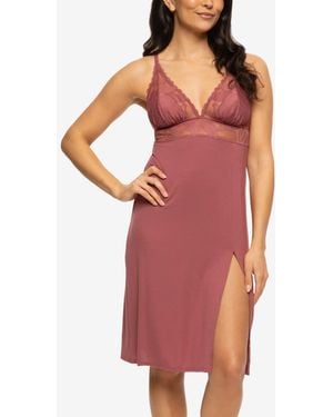 Felina Annalisa Modal And Lace Chemise Style 870236 - Red