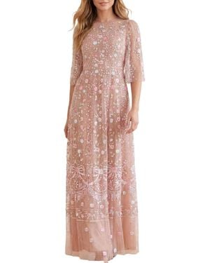 Needle & Thread Rococo Ribbon Floral-embroidered Sheer Gown - Pink