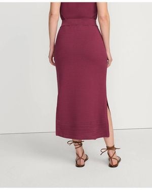 Lands' End Cotton Pointelle Sweater Maxi Skirt - Red