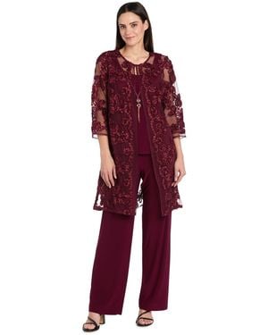 R & M Richards Soutache Long Jacket - Red