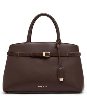 Anne Klein Medium Belted Satchel Handbag - Brown