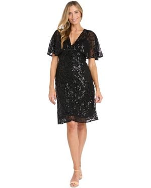 R & M Richards Petite Beaded Capelet Dress - Black