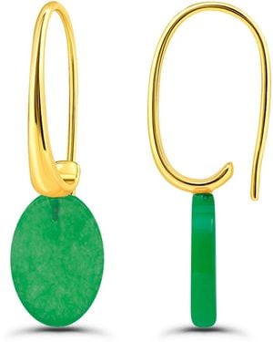 Macy's Oval Shape Drop On Hardwire Fishhook Closure Earrings - Green