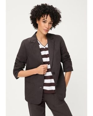 Olsen Classic Cotton Linen Blazer - Brown