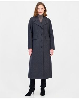 Anne Klein Single-breasted Maxi Coat - Blue