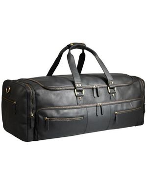 Luxorro 100% Full Grain Leather Duffel Bag - Black