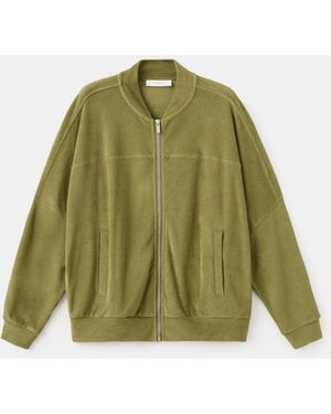 Mango Terry Cotton Cardigan Sweater - Green
