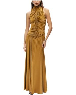 Nocturne Ruched High-neck Maxi Dress - Metallic