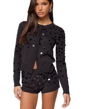 Edikted Cierra Sequin Knit Matching Sets - Black